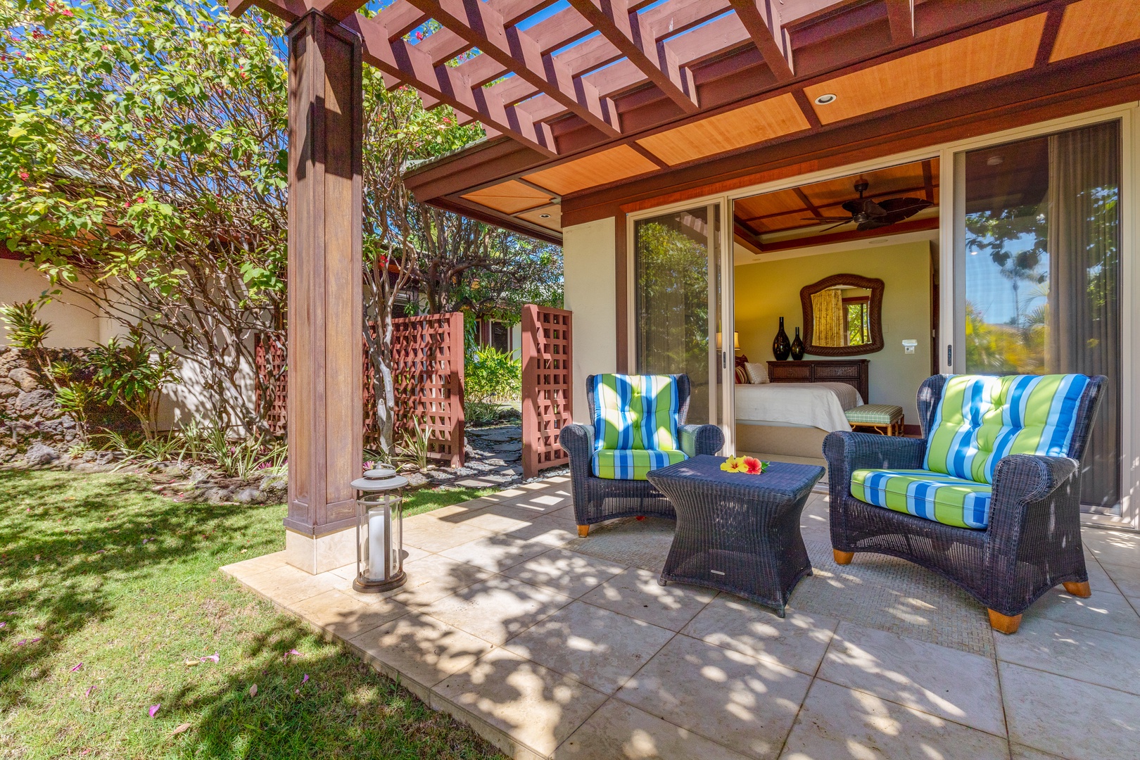 Kamuela Vacation Rentals, Champion Ridge Home - Enjoy morning coffee or an evening drink on the quiet and shaded lanai outside.