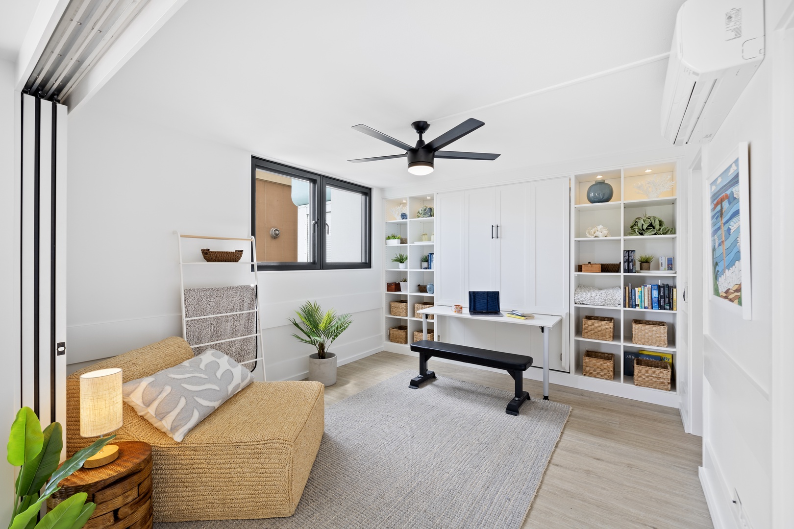 Honolulu Vacation Rentals, Hale Pono Waikiki - Discover the convenience of this thoughtfully arranged workspace with natural lighting and storate.