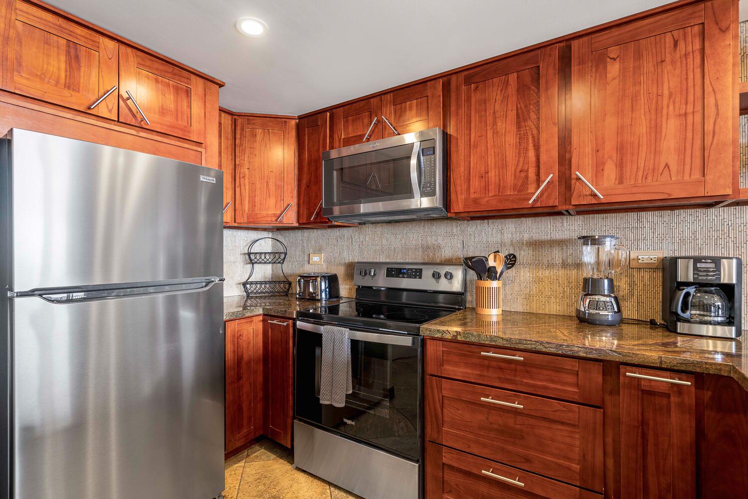 Kailua Kona Vacation Rentals, Kona Alii 302 - Equipped with top-tier appliances for a convenient meal prep.