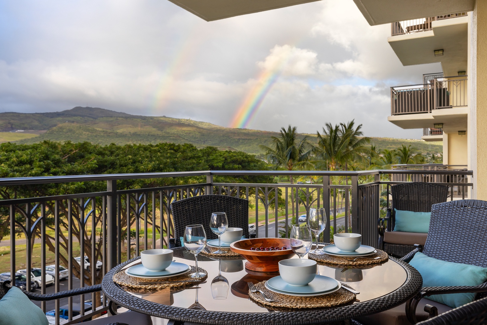 Kapolei Vacation Rentals, Ko Olina Beach Villas B506 - An incredible island view from the lanai.