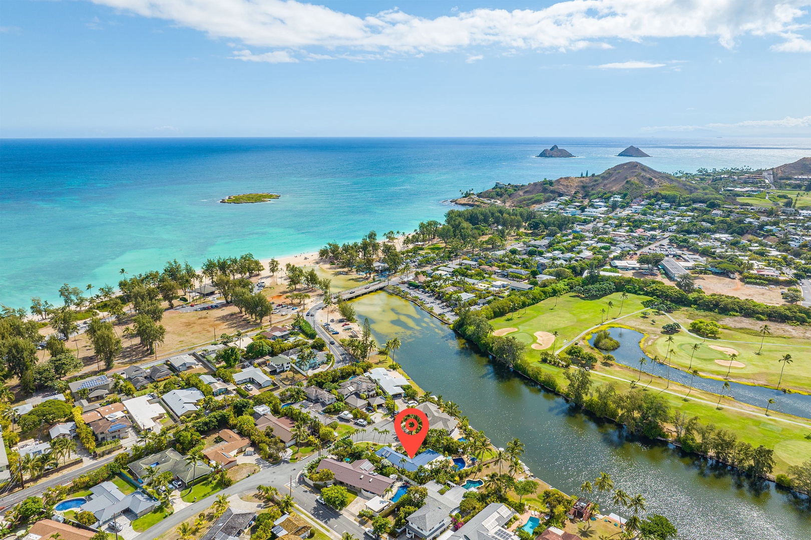 Kailua Vacation Rentals, Hale Aloha - Map pin location of your tranquil getaway.