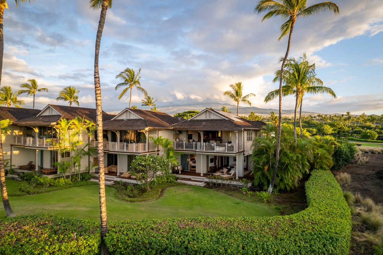 Kailua Kona Vacation Rentals, 3BD Ka'Ulu Villa (109A) at Hualalai Resort - Back of this stunning villa (far right) showcasing the upper and lower lanais.