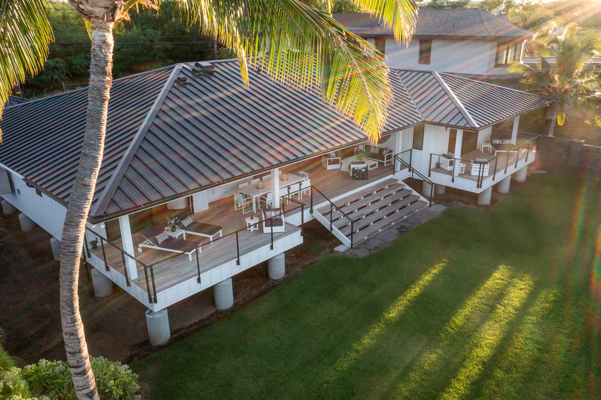 Kamuela Vacation Rentals, Puako Beach Getaway - Elevated view of the home featuring the lanai