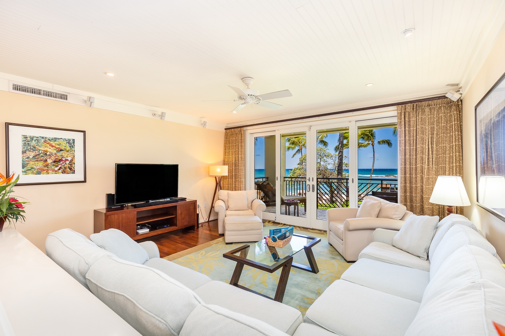 Kahuku Vacation Rentals, Turtle Bay Villas 201 - Peaceful living room with Ocean View