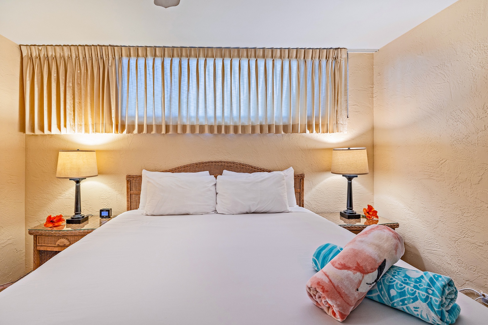 Lahaina Vacation Rentals, Papakea G-306 - The king-sized bed is complemented by soft lighting and cozy linens, offering a peaceful retreat for a restful night's sleep.