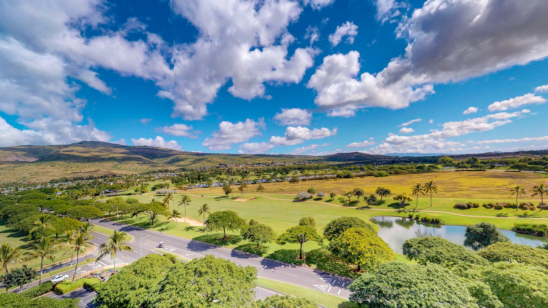 Kapolei Vacation Rentals, Ko Olina Beach Villas O1006 - Aerial view of the Ko Olina Golf Course.