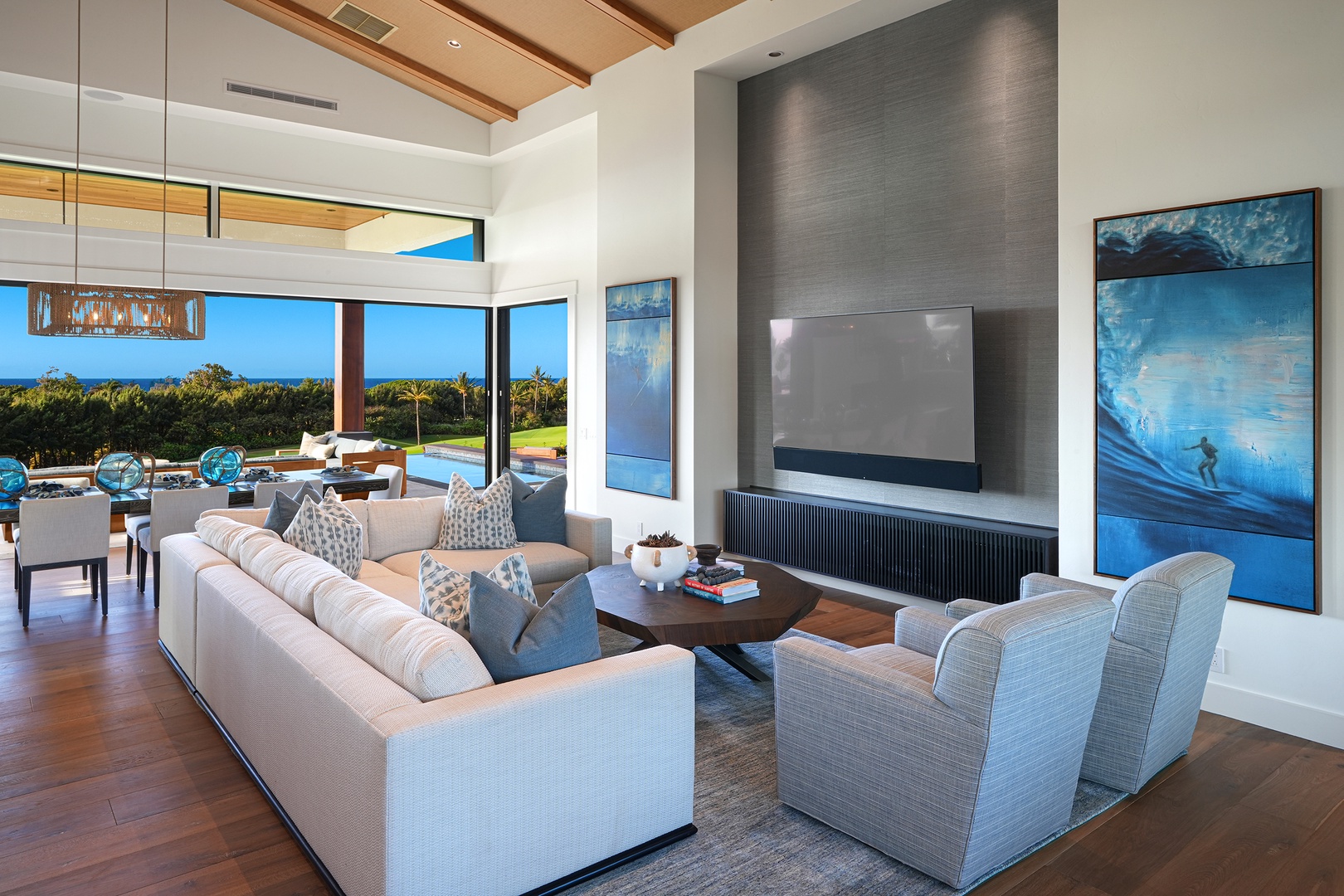 Koloa Vacation Rentals, Ke Kai Nui at Kukuiula - Indulge in seamless indoor-outdoor living in a beautifully crafted living space with stunning views.