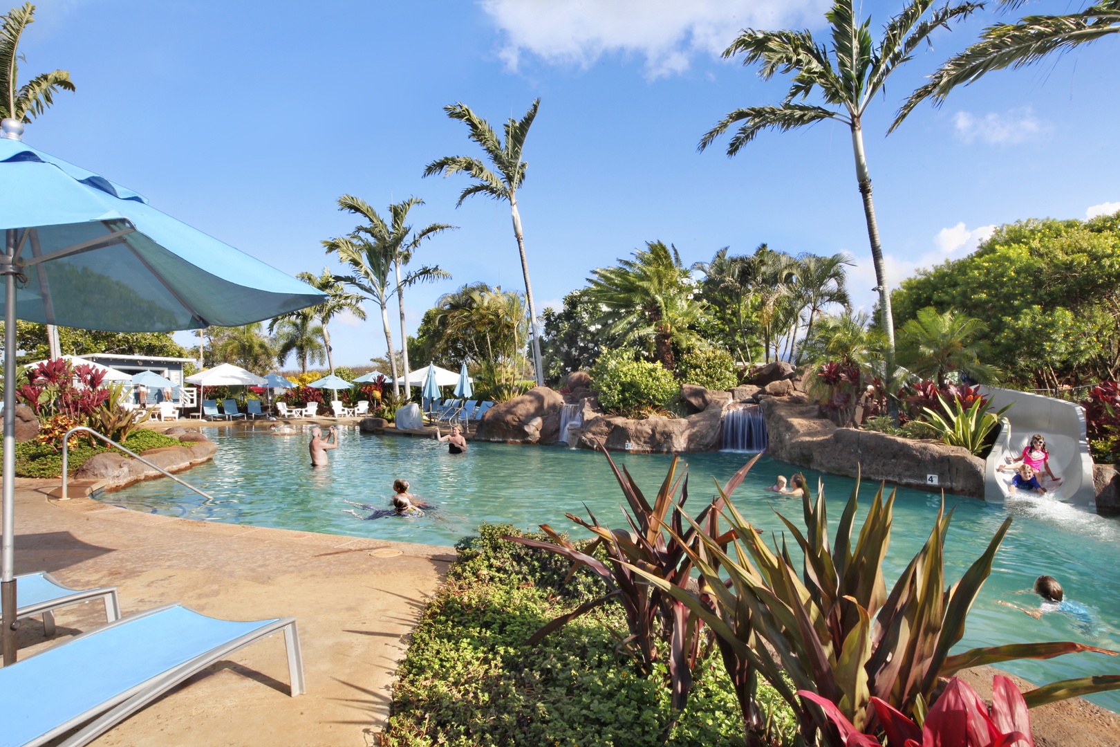 Koloa Vacation Rentals, Kiahuna Plantation Hale - Outdoor pool / hot tub and slide at Poipu Beach Athletic Club