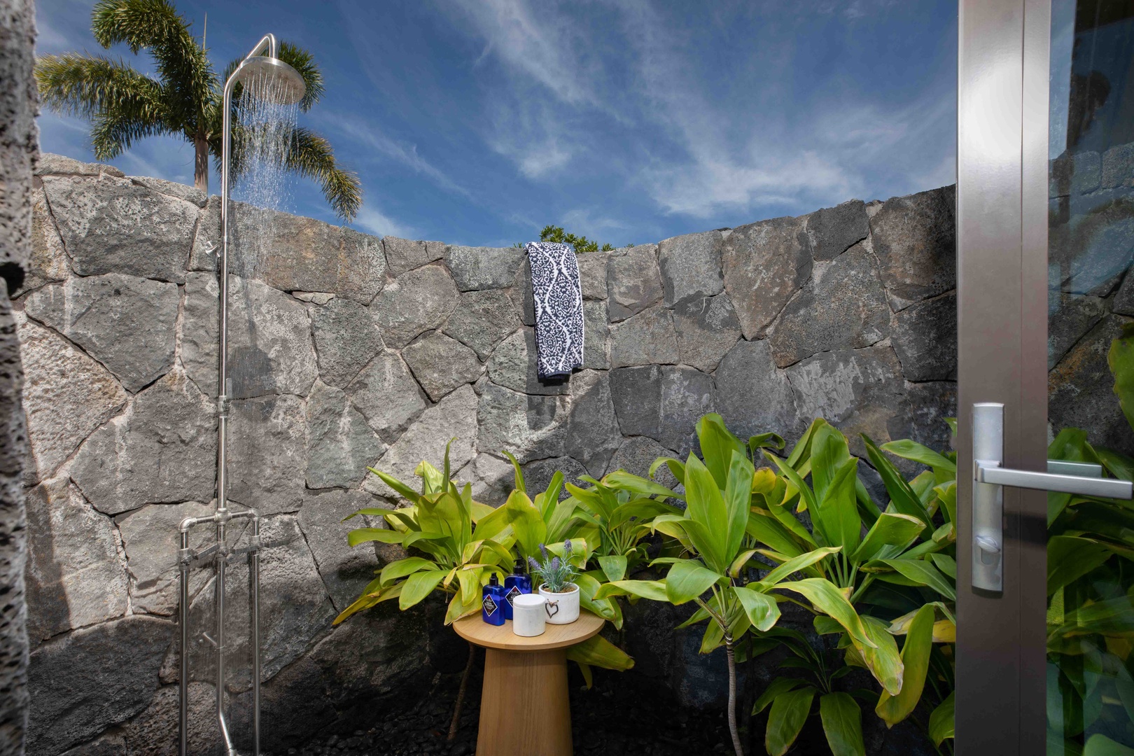 Kamuela Vacation Rentals, Hapuna Estates #8 - The outdoor shower off Primary Suite 1 is a tropical paradise