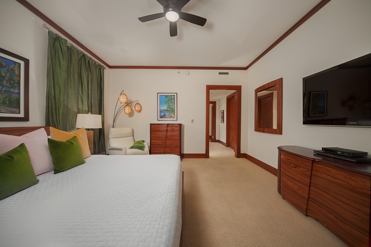 Kapalua Vacation Rentals, Ocean Dreams Villa 2203 at Montage Kapalua Bay* - Second Master Bedroom with Walk-in Closet, Large Flat Screen HD TV, CD/DVD, iPod dock and Reading Chair