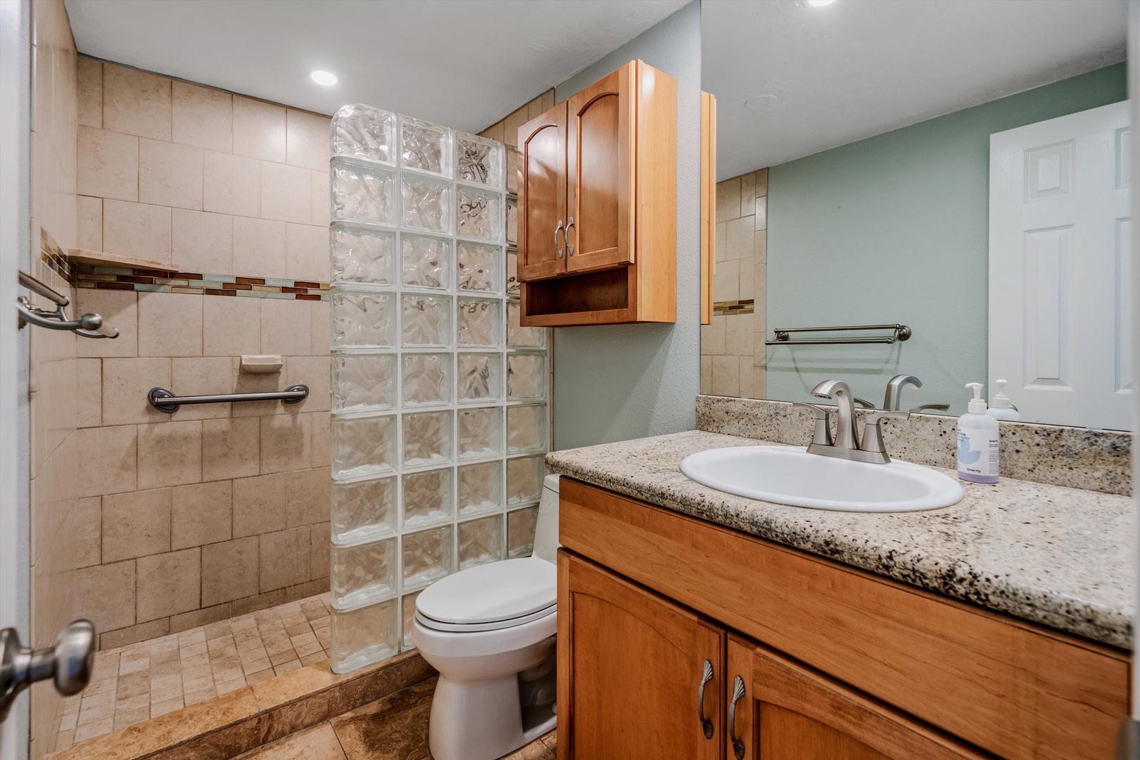 Kihei Vacation Rentals, Menehune Shores 420 - Rinse the salt off in the glass-block walk-in shower before you head back out.