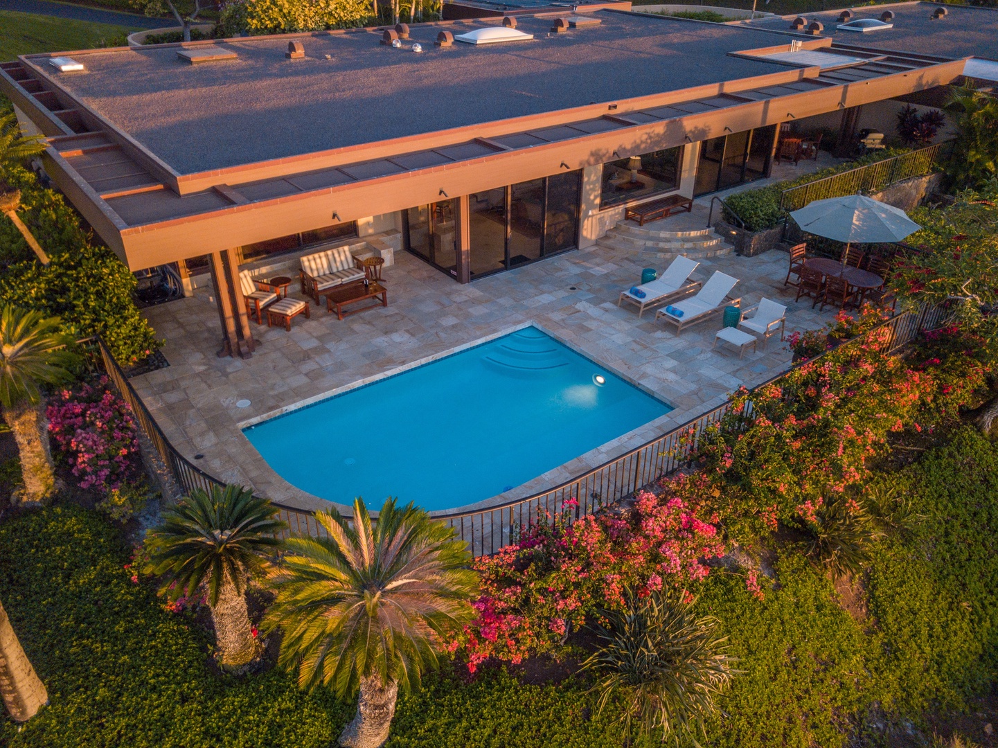 Kamuela Vacation Rentals, 4BD Villas (21) at Mauna Kea Resort - Aerial View of Villa 21 & Private Pool.