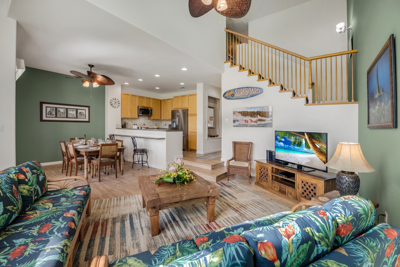 Waikoloa Vacation Rentals, Waikoloa Colony Villas 403 - Comfortable open-concept layout connects the living and dining spaces, creating the perfect setting for shared moments and gatherings.