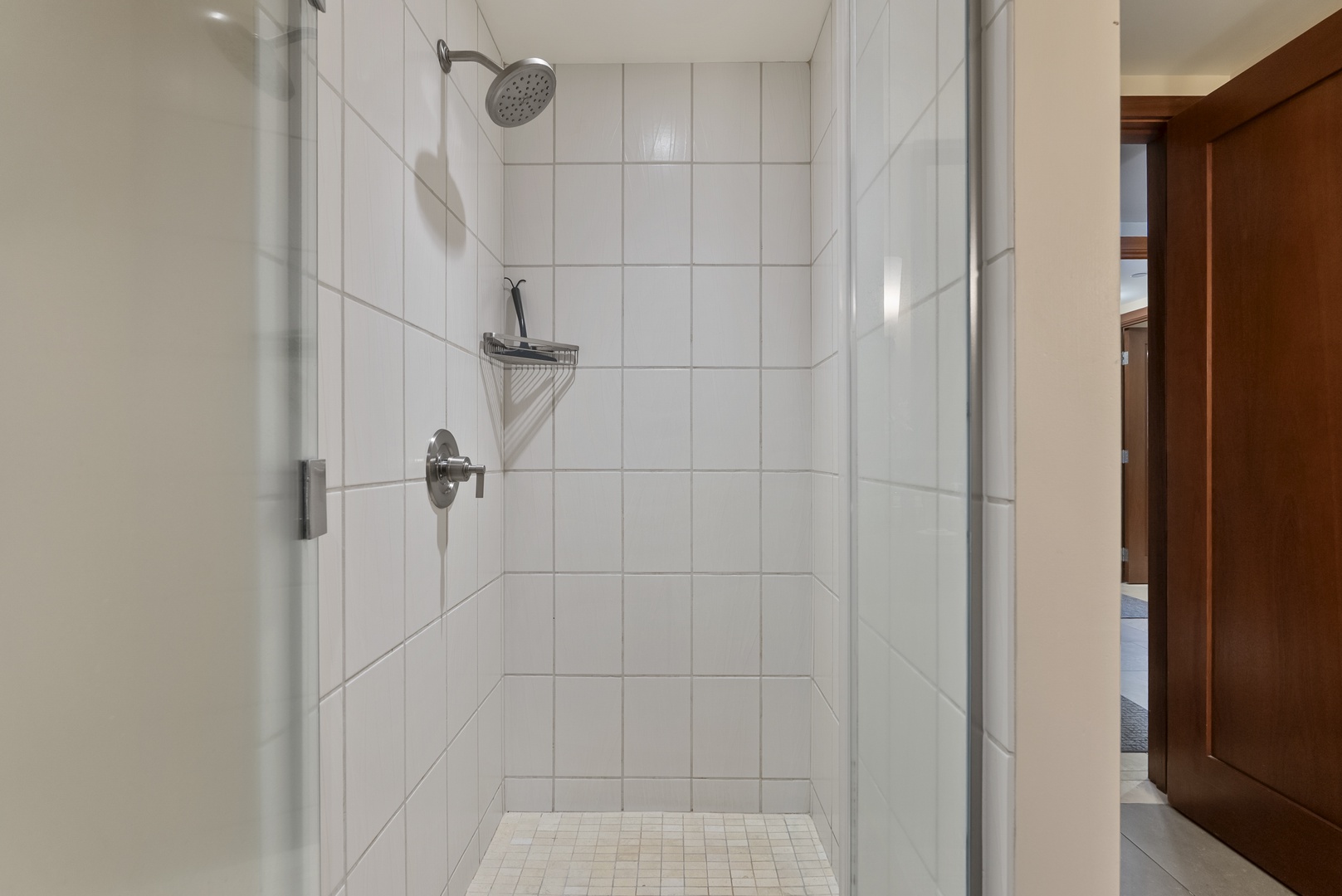 Kapolei Vacation Rentals, Ko Olina Beach Villas O1404 - A tiled walk-in shower on the guest side, glass door and a quick rinse.