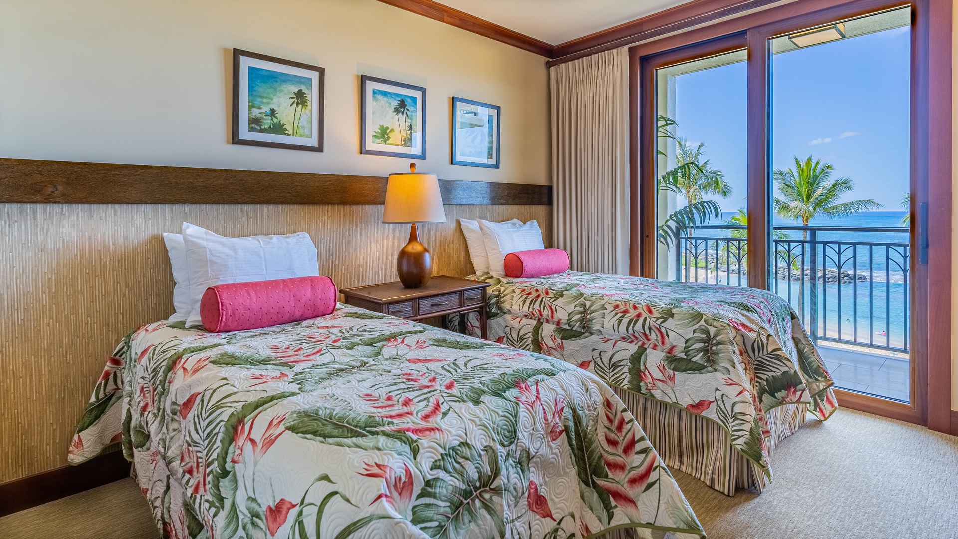Kapolei Vacation Rentals, Ko Olina Beach Villas B410 - The second guest bedroom with extra long twin beds that can be converted to a  king.
