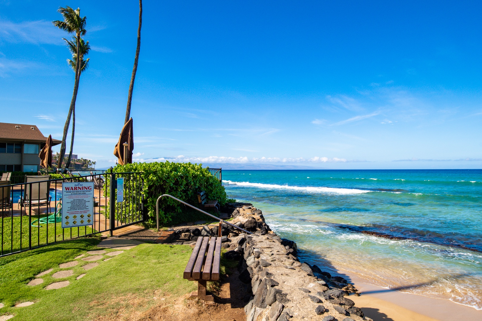 Lahaina Vacation Rentals, Hale Kai 109 - Stairs to access the beach fronting the resort