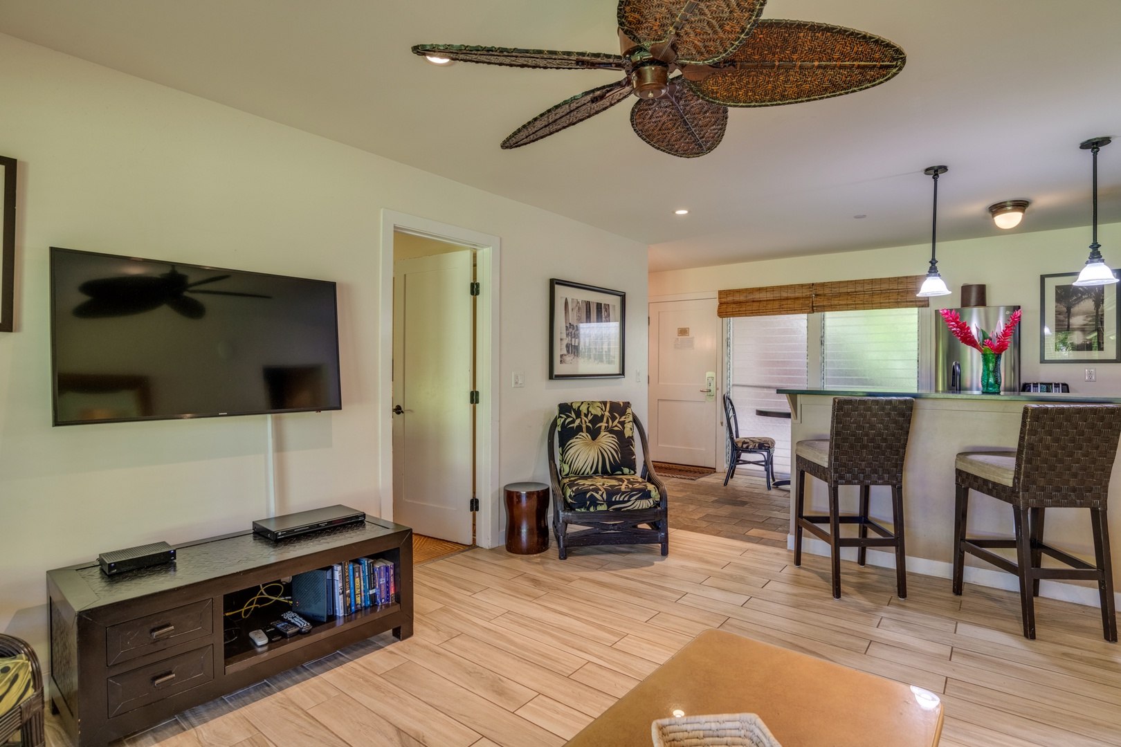 Lahaina Vacation Rentals, Aina Nalu D103 - The living space is open-concept and leads into the kitchen