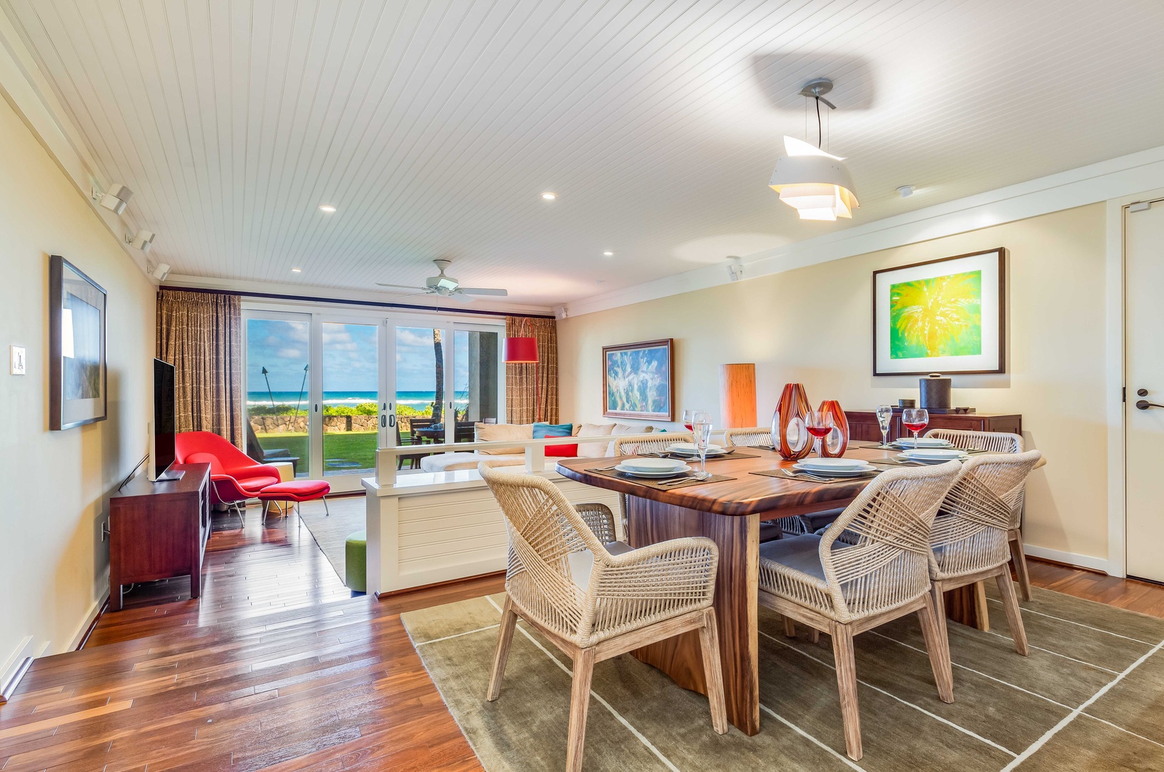 Kahuku Vacation Rentals, Turtle Bay Villas 116 - Open-concept living and dining with a view