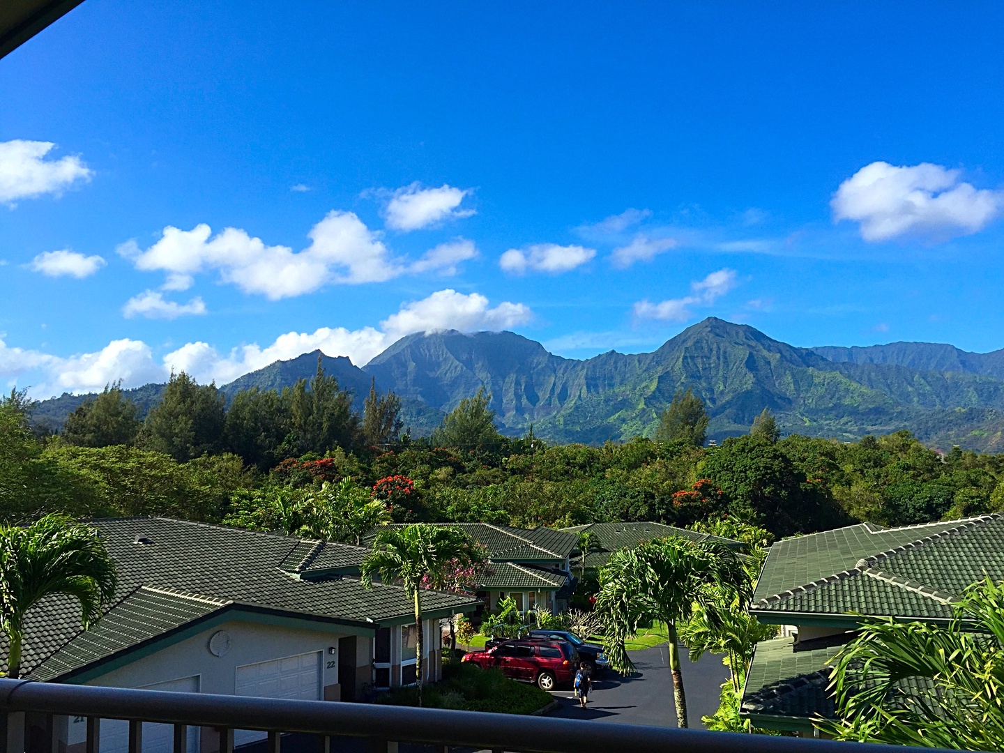 Princeville Vacation Rentals, Nohea Villa - Mountain and waterfall views from upstairs lanai.