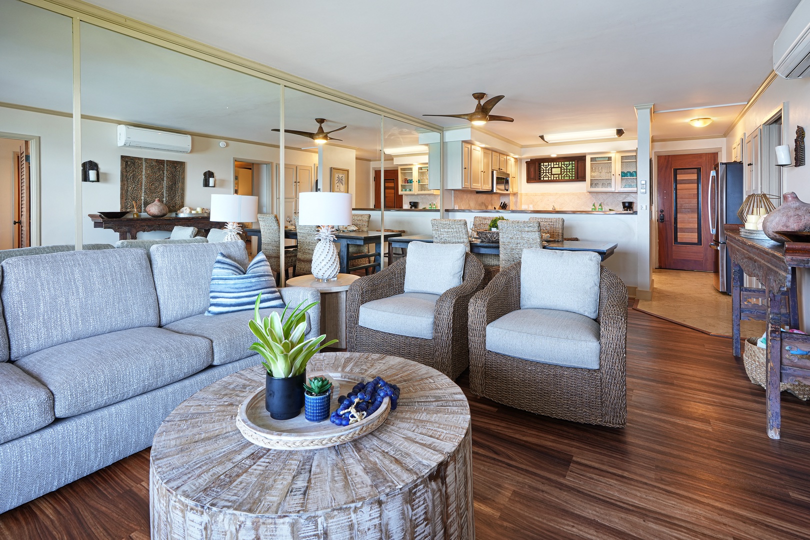 Koloa Vacation Rentals, Poipu Shores A206 - Step into a Breezy Living Room, Designed with an Expansive Open Concept for a Seamless Experience