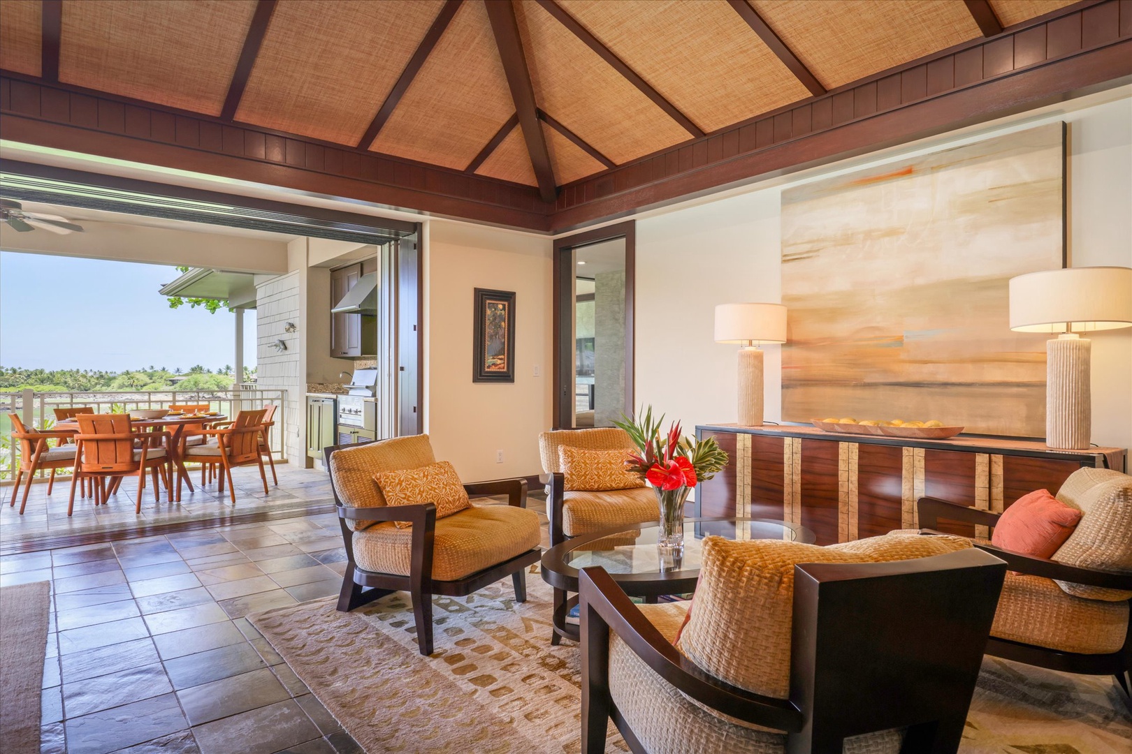 Kailua Kona Vacation Rentals, Wai'ulu Villa 115D - Natural light floods the villa's cozy lounge—just steps from the lanai and tropical breezes.