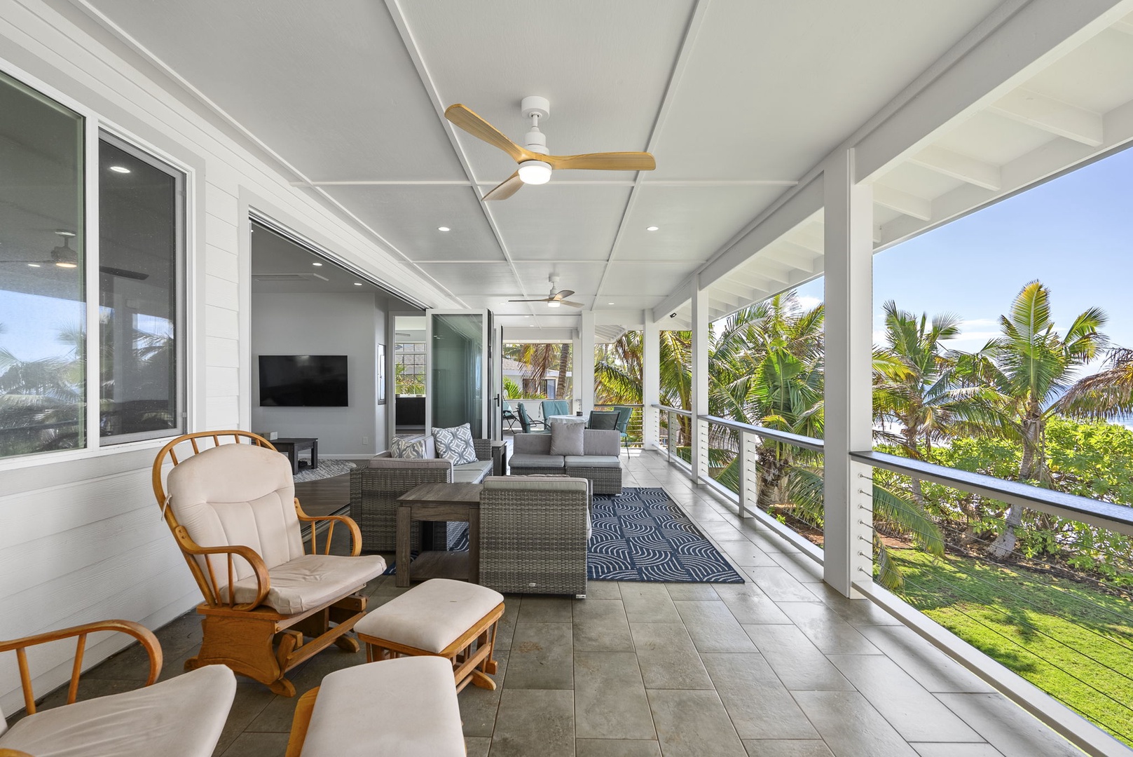 Waianae Vacation Rentals, Oceanfront Luxury Dream Estate - Shaded second-story lanai for lounging, dining, or whale-watching from above.