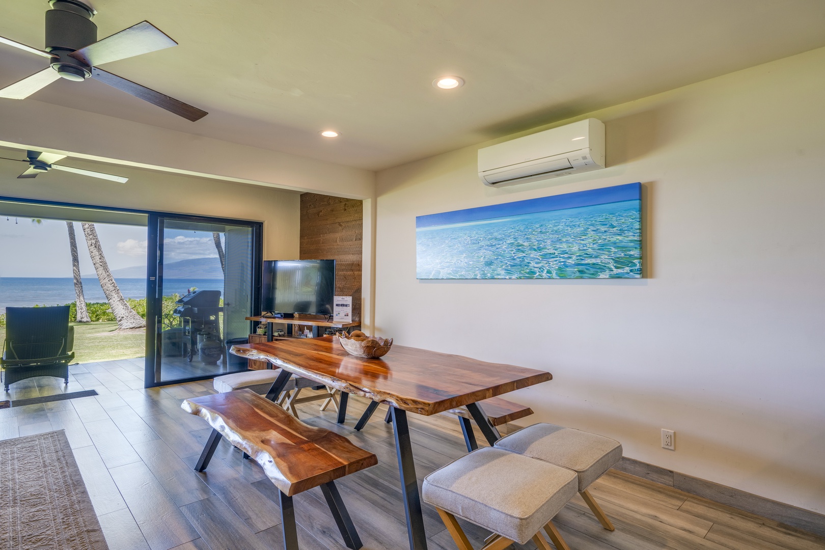 Lahaina Vacation Rentals, Puamana 240-3 - Beautifully lit interior with a warm and inviting ambiance, ideal for entertaining.