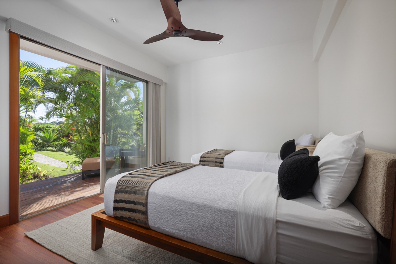 Kailua Kona Vacation Rentals, 3BD Ka'Ulu Villa (109A) at Hualalai Resort - Reverse view of the second bedroom leading out to the exclusive lanai.