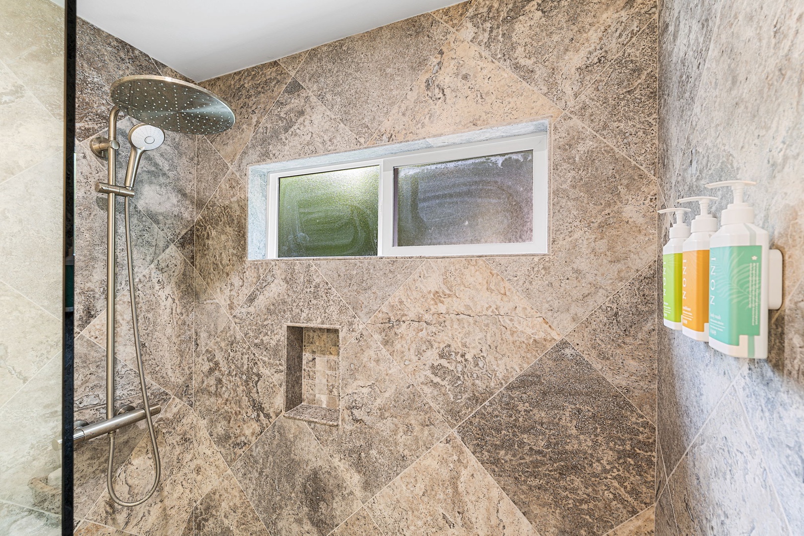 Kailua Kona Vacation Rentals, Hale Pua - Step into a spacious walk-in shower, designed for a relaxing, spa-like reset.