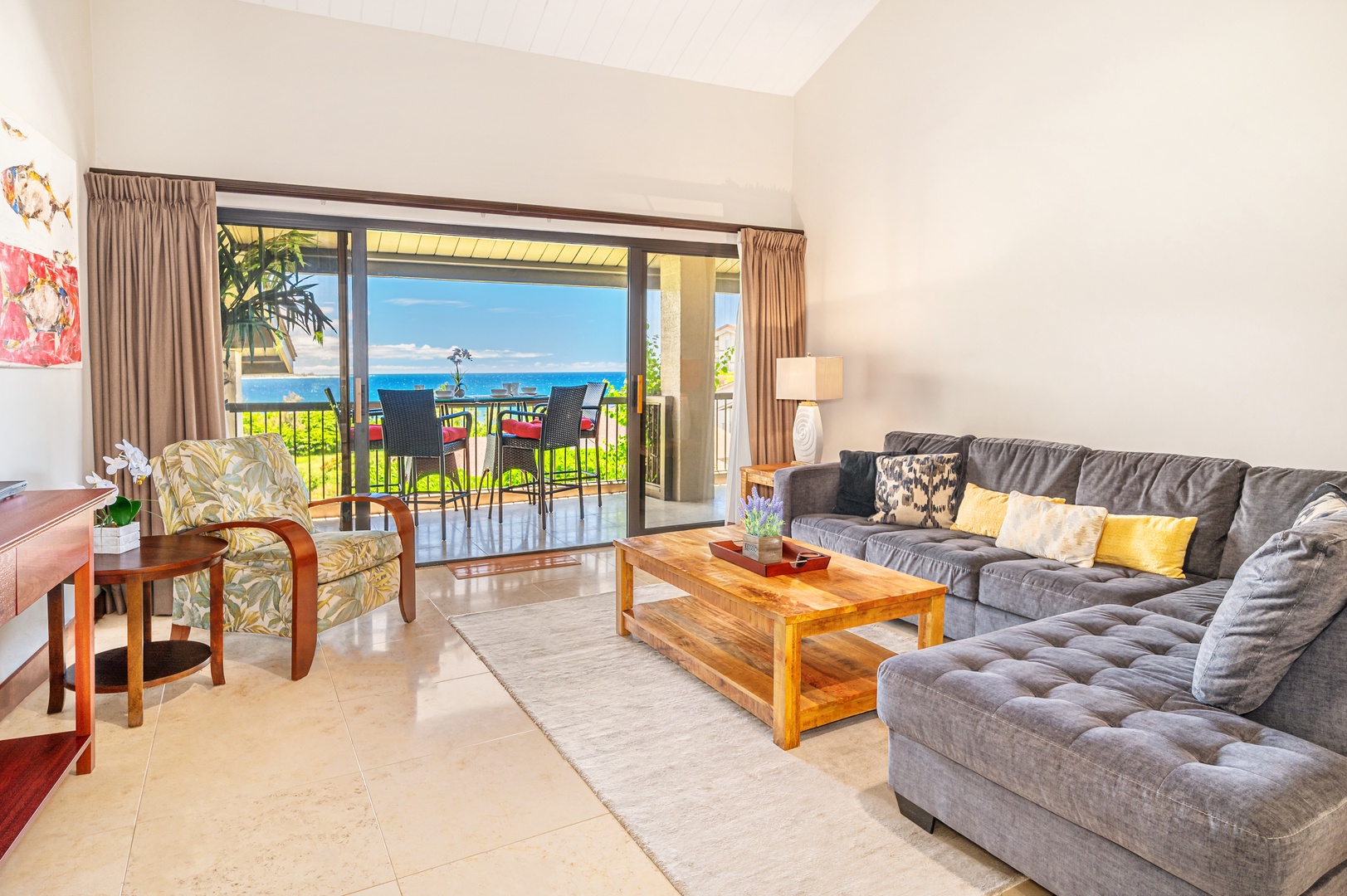Princeville Vacation Rentals, Hanalei Bay Resort 7307/08 - Ocean views from living area
