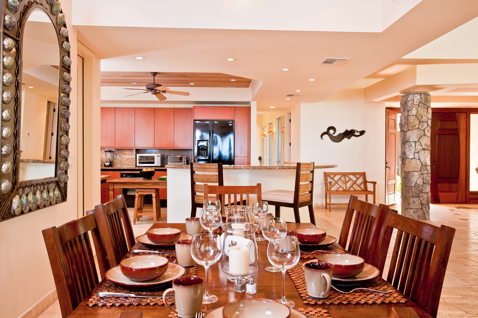 Kaanapali Vacation Rentals, Sea Shells Beach House on Ka`anapali Beach* - Indoor Dining For Six with View of TV and Kitchen