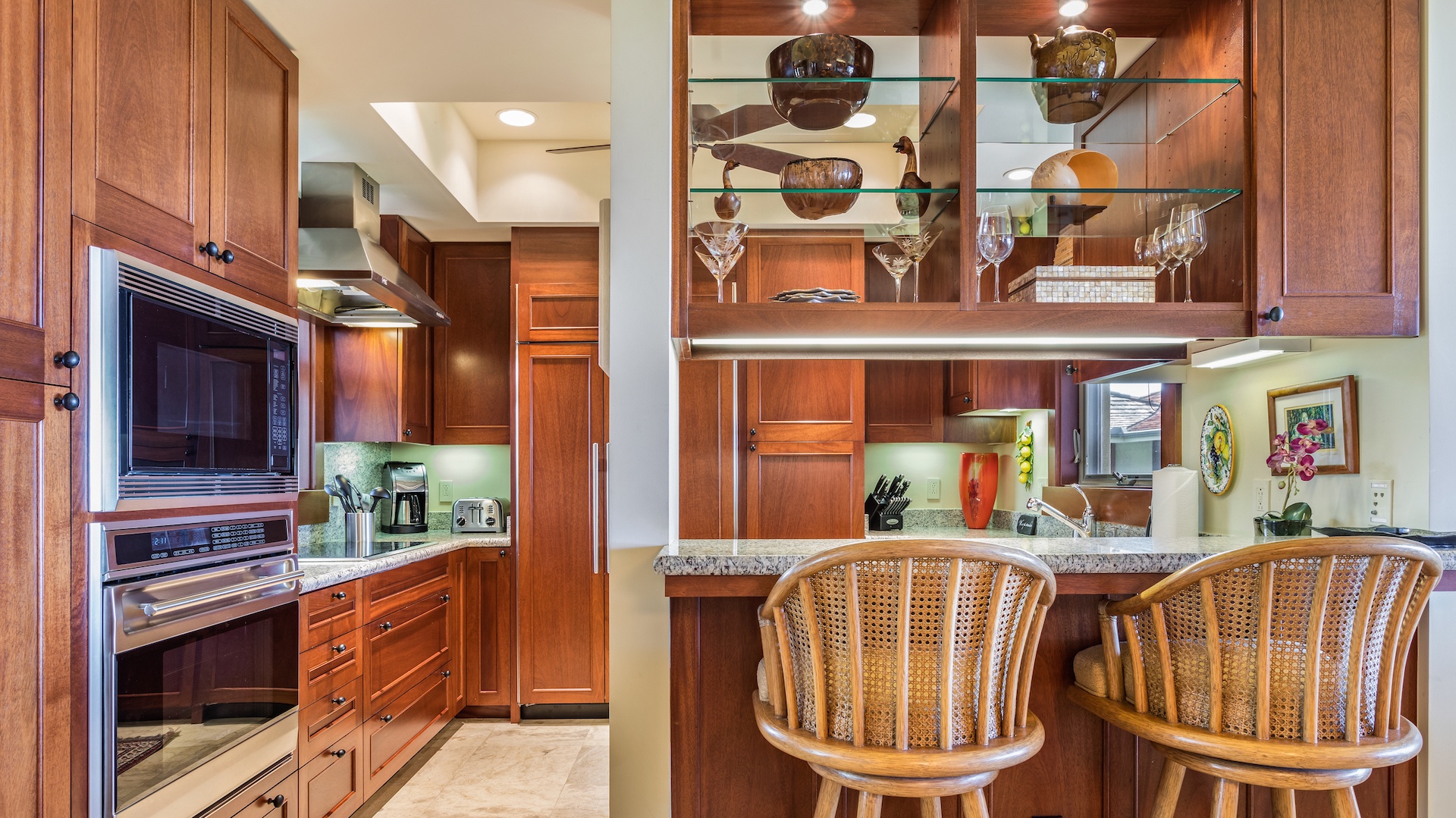 Kailua Kona Vacation Rentals, 2BD Hainoa Villa (2907B) at Hualalai Resort - Modern Gourmet Kitchen with Bar Seating.