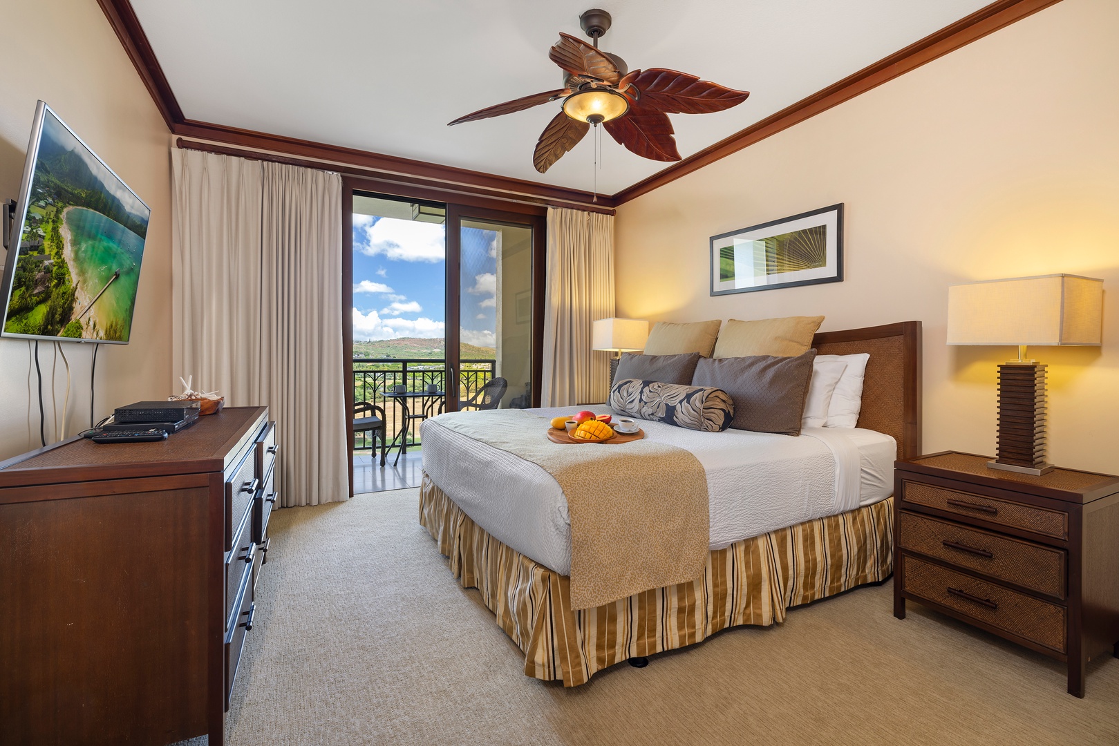Kapolei Vacation Rentals, Ko Olina Beach Villas O1105 - The primary suite features king bed and private lanai.
