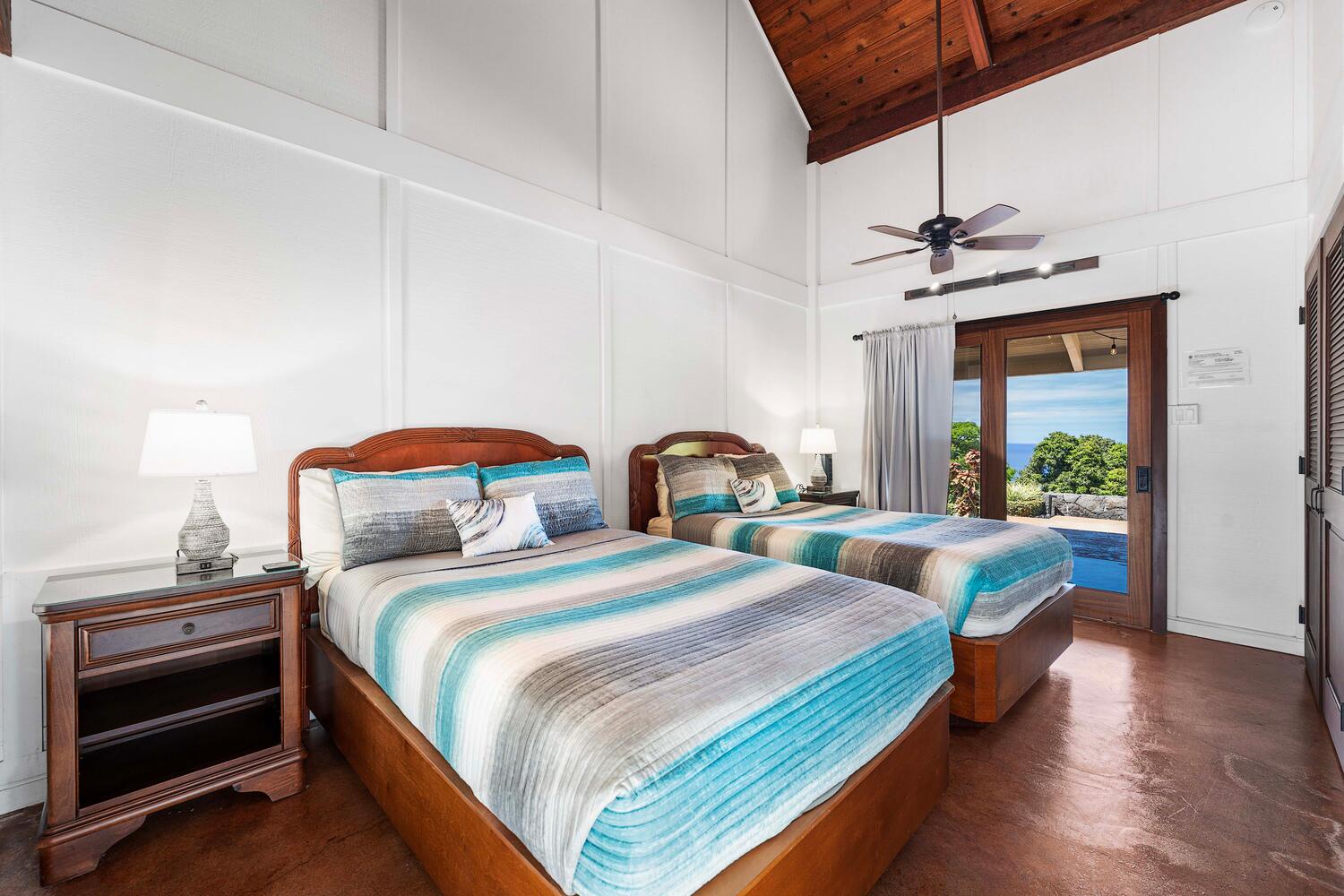 Kailua-Kona Vacation Rentals, Hale Joli - Second guest bedroom with two beds and direct pool access.