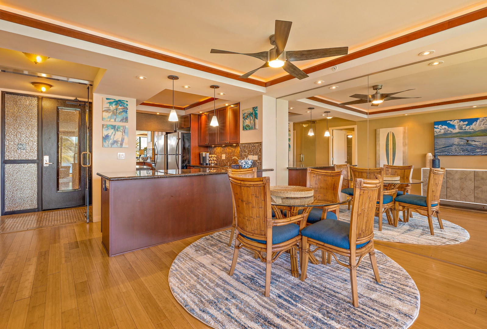 Lahaina Vacation Rentals, Mahana 608 - Open-concept living area with a cozy dining space, ideal for enjoying meals with a view.