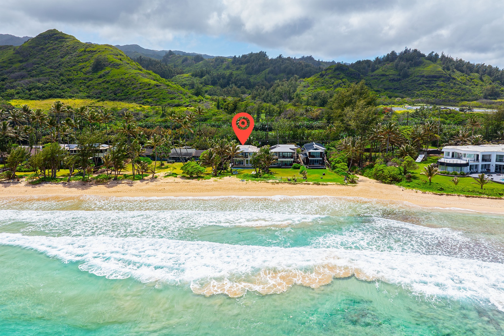 Laie Vacation Rentals, Laie Beachfront Estate - Map pin location of the home.