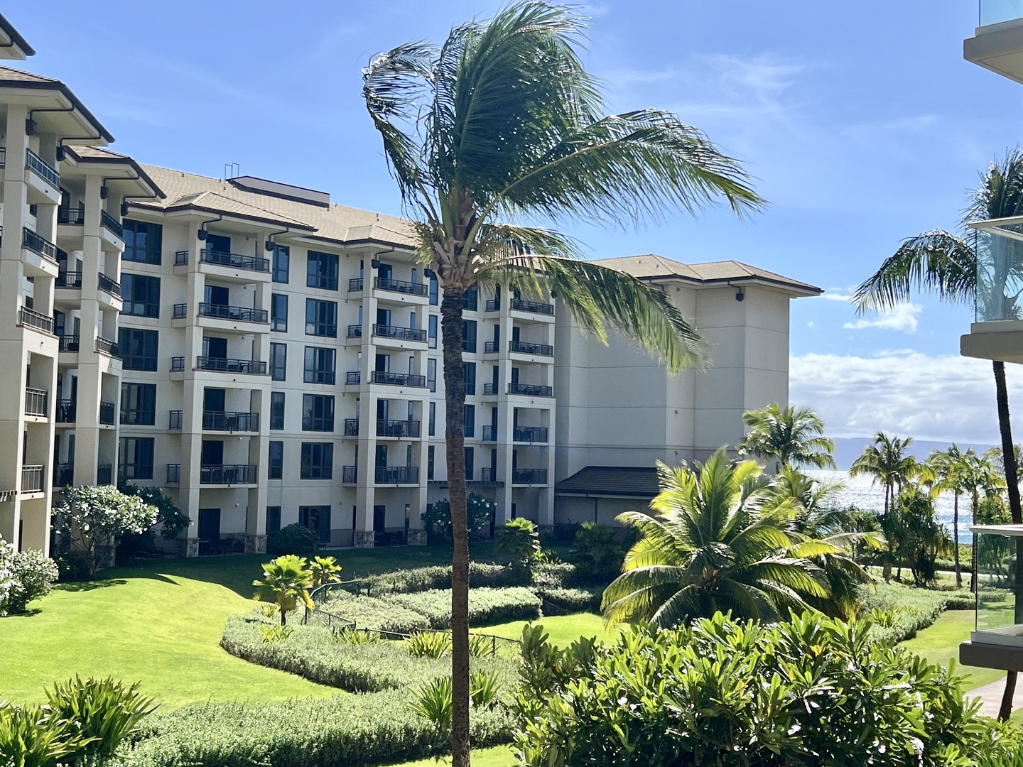 Lahaina Vacation Rentals, Honua Kai Hokulani 214 - Enjoy the serene afternoon views of the lush resort grounds from Hokulani 214 lanai.