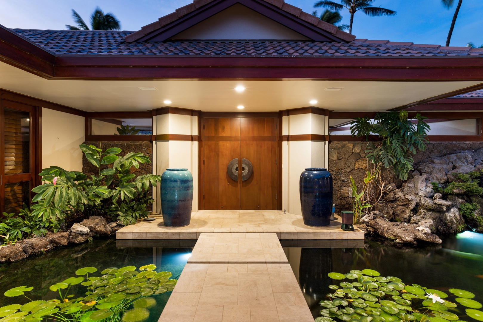 Kamuela Vacation Rentals, Champion Ridge 7 - Arrive in style via the koi-lined entry bridge surrounded by lush island landscaping.