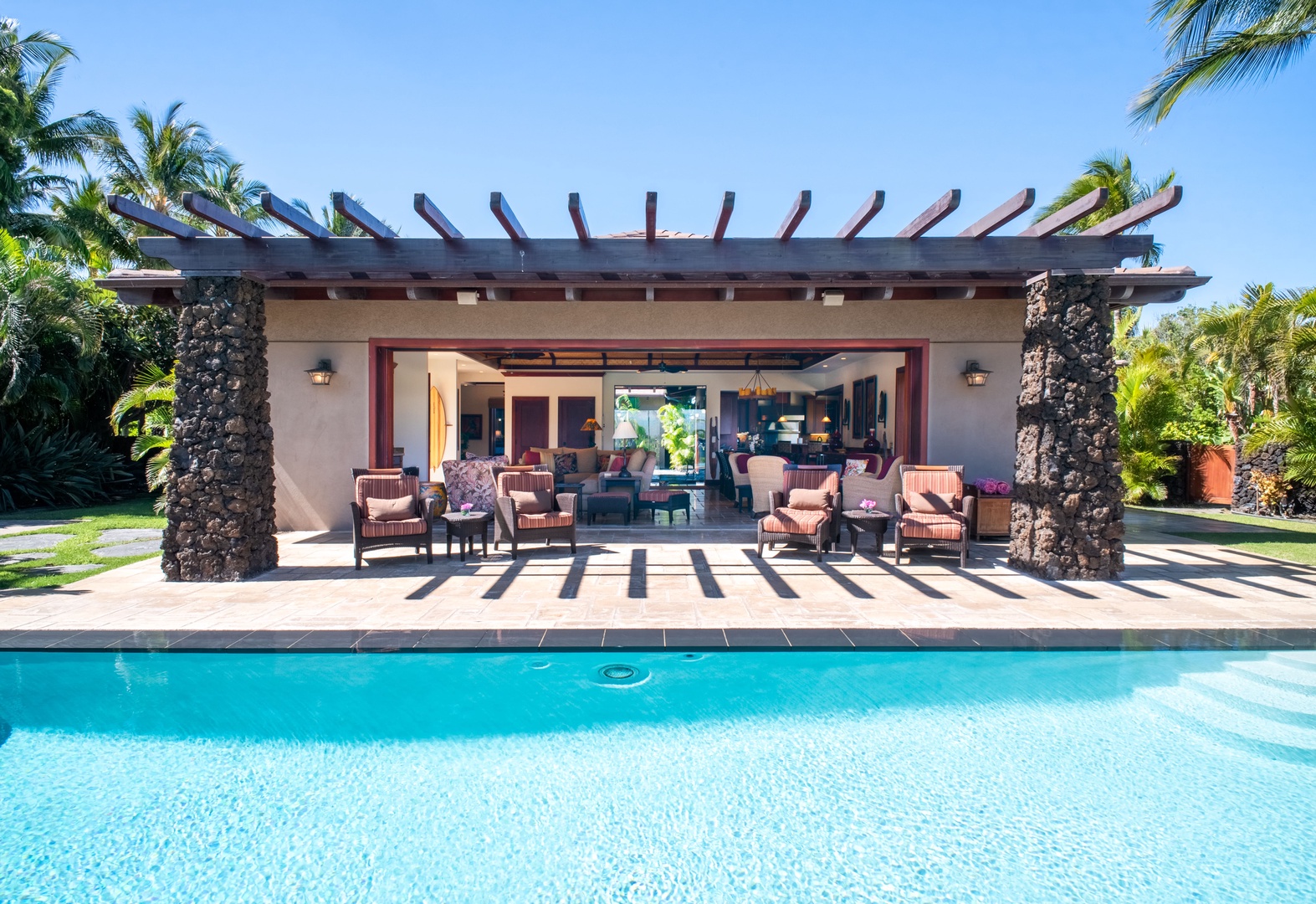 Kamuela Vacation Rentals, House of the Turtle at Champion Ridge, Mauna Lani (CR 18) - Featuring the spacious lanai in front of the heated pool.