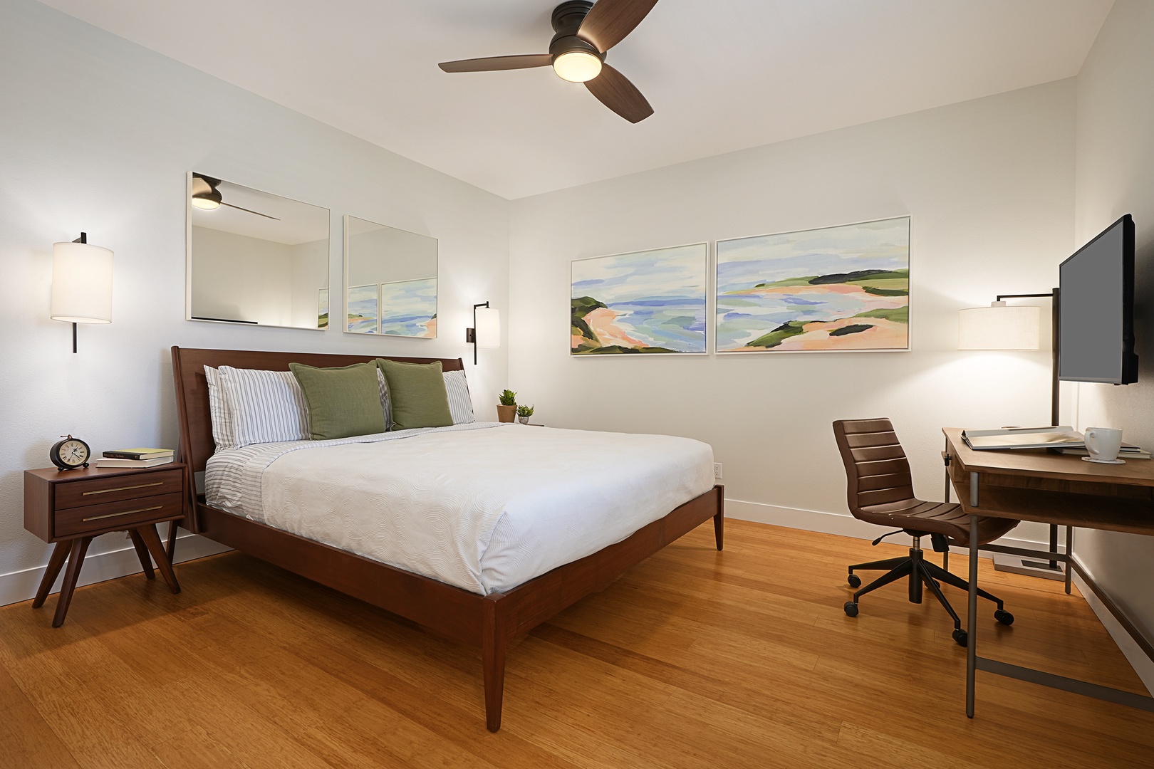 Koloa Vacation Rentals, Pili Mai 11K - Guest Bedroom 2 has a king bed, garden views, and ensuite bathroom