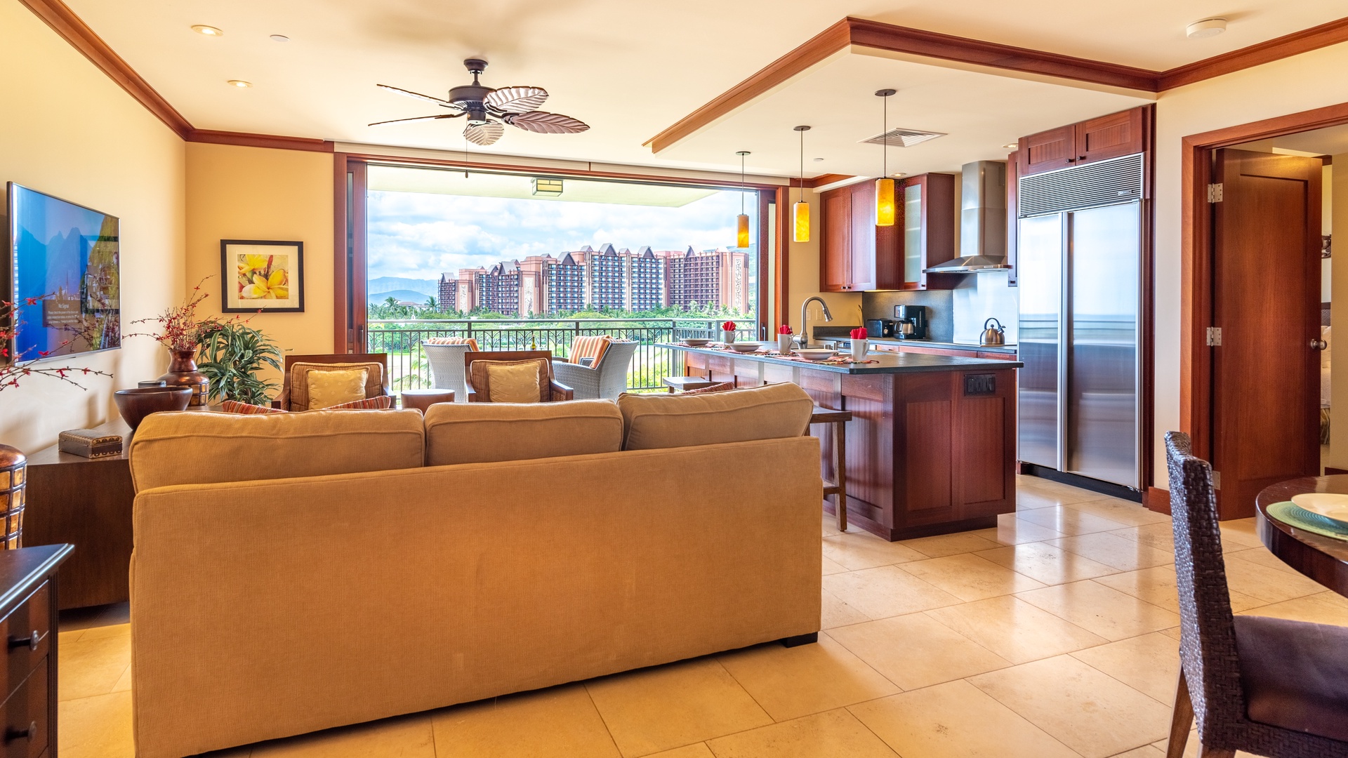 Kapolei Vacation Rentals, Ko Olina Beach Villas B608 - Relax on the couch and breathe in island breezes.