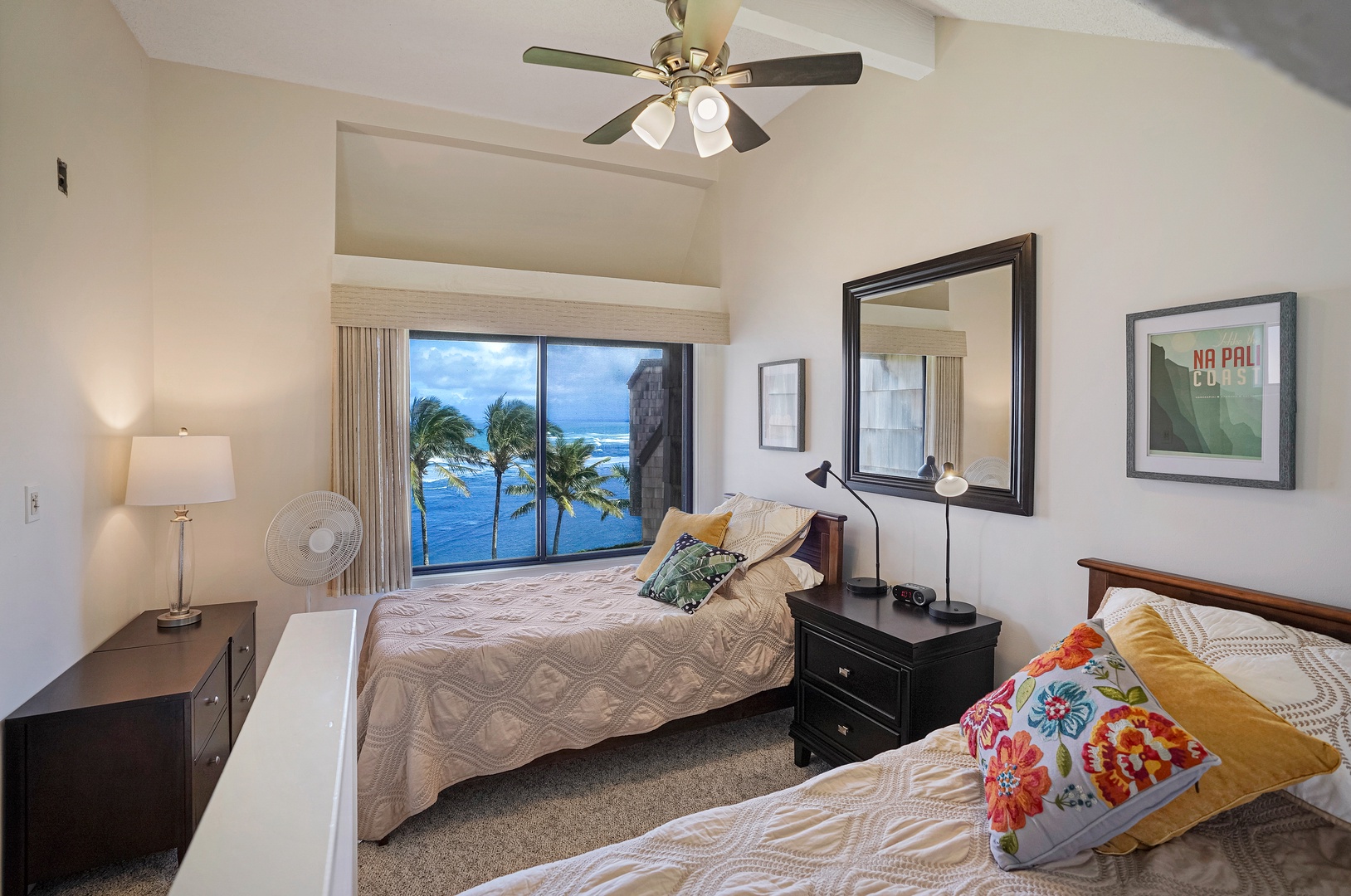 Princeville Vacation Rentals, Sealodge Villa H5 - Ocean-view guest bedroom