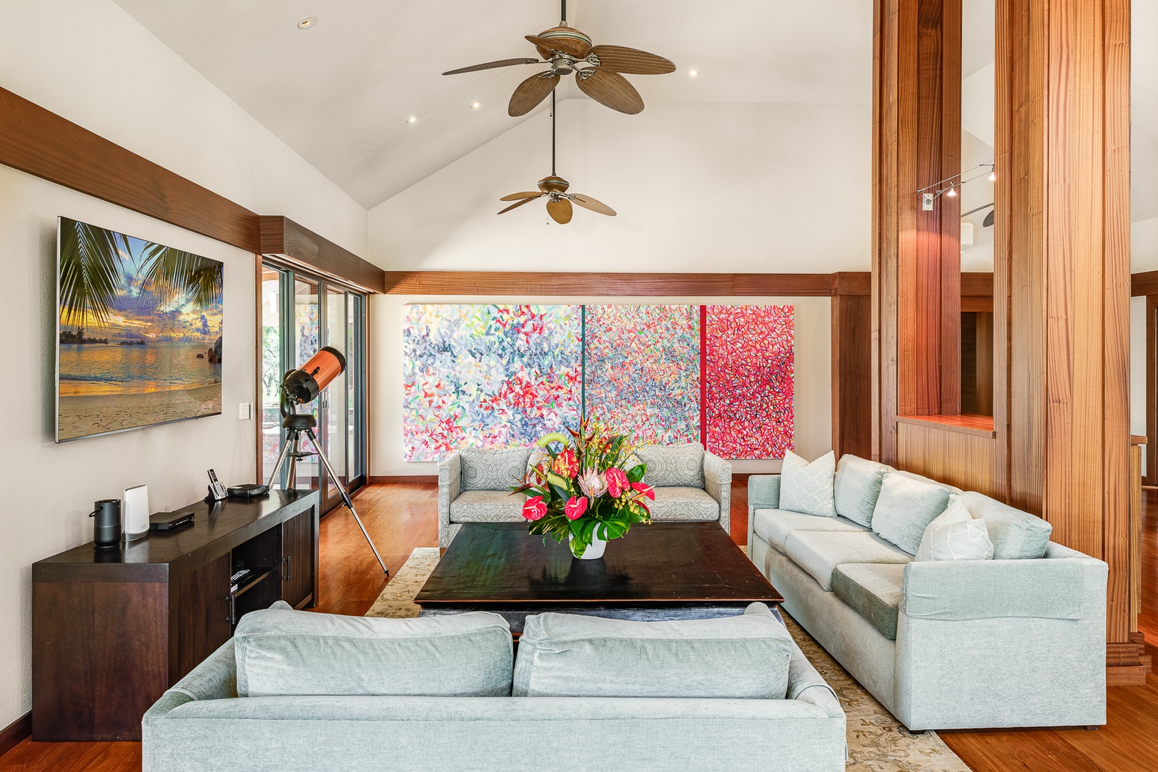 Kamuela Vacation Rentals, Olomana Hale at Kohala Ranch - The living area is the perfect place to gather and chat with family and friends
