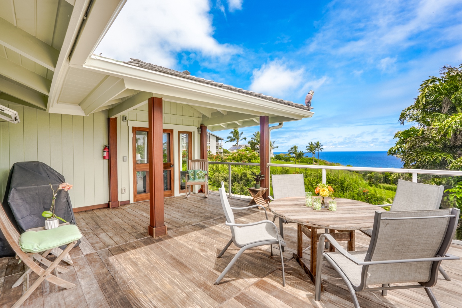 Princeville Vacation Rentals, Wai Lani - Private lanai for a morning coffee or sweet nightly conversations.