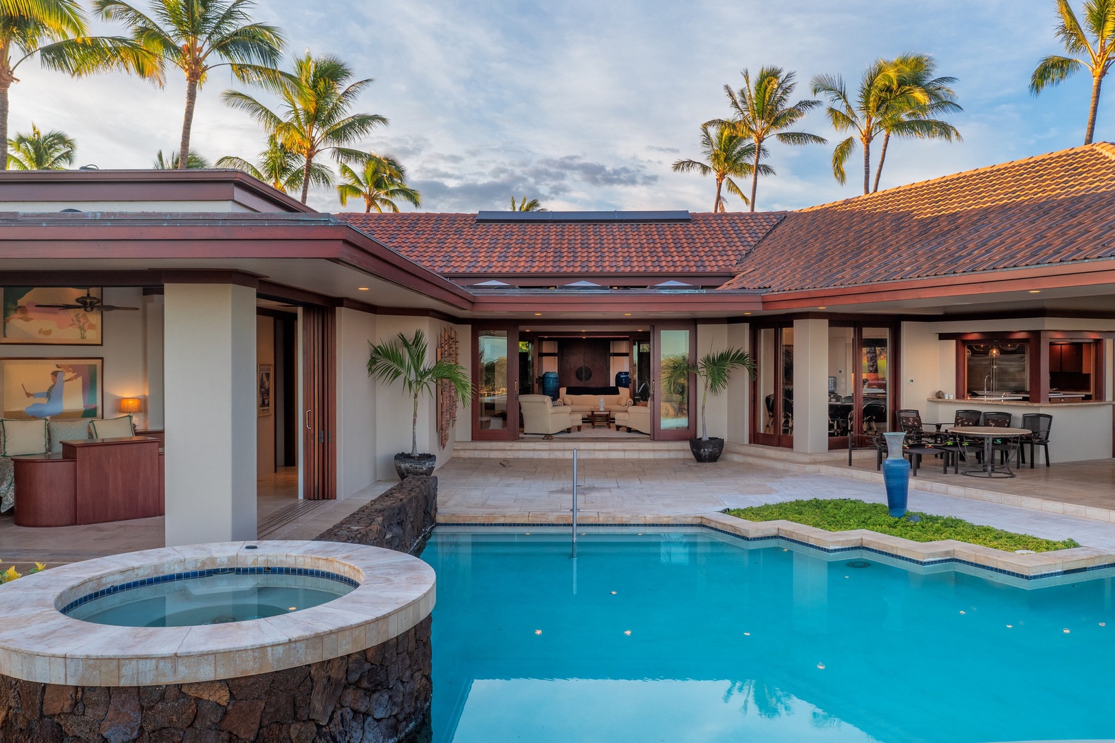 Kamuela Vacation Rentals, Champion Ridge 7 - Slip into the spa or float in the pool—indoor-outdoor luxury at its finest.