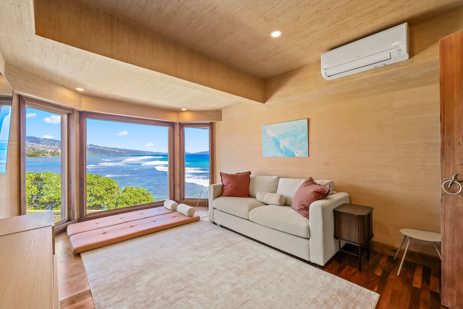 Honolulu Vacation Rentals, Black Point Ocean Villa - Unwind in your bedroom with breathtaking ocean views through floor-to-ceiling windows that frame endless blue waters.