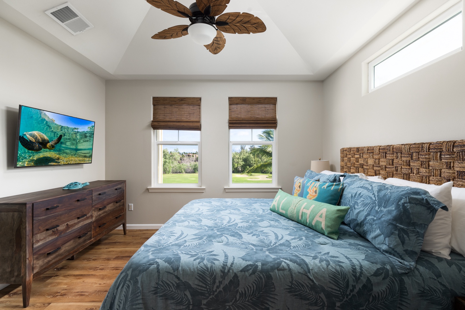 Waikoloa Vacation Rentals, Fairway Villas at Waikoloa Beach Resort E34 - Catch up on the news or watch a movie in the king primary bedroom