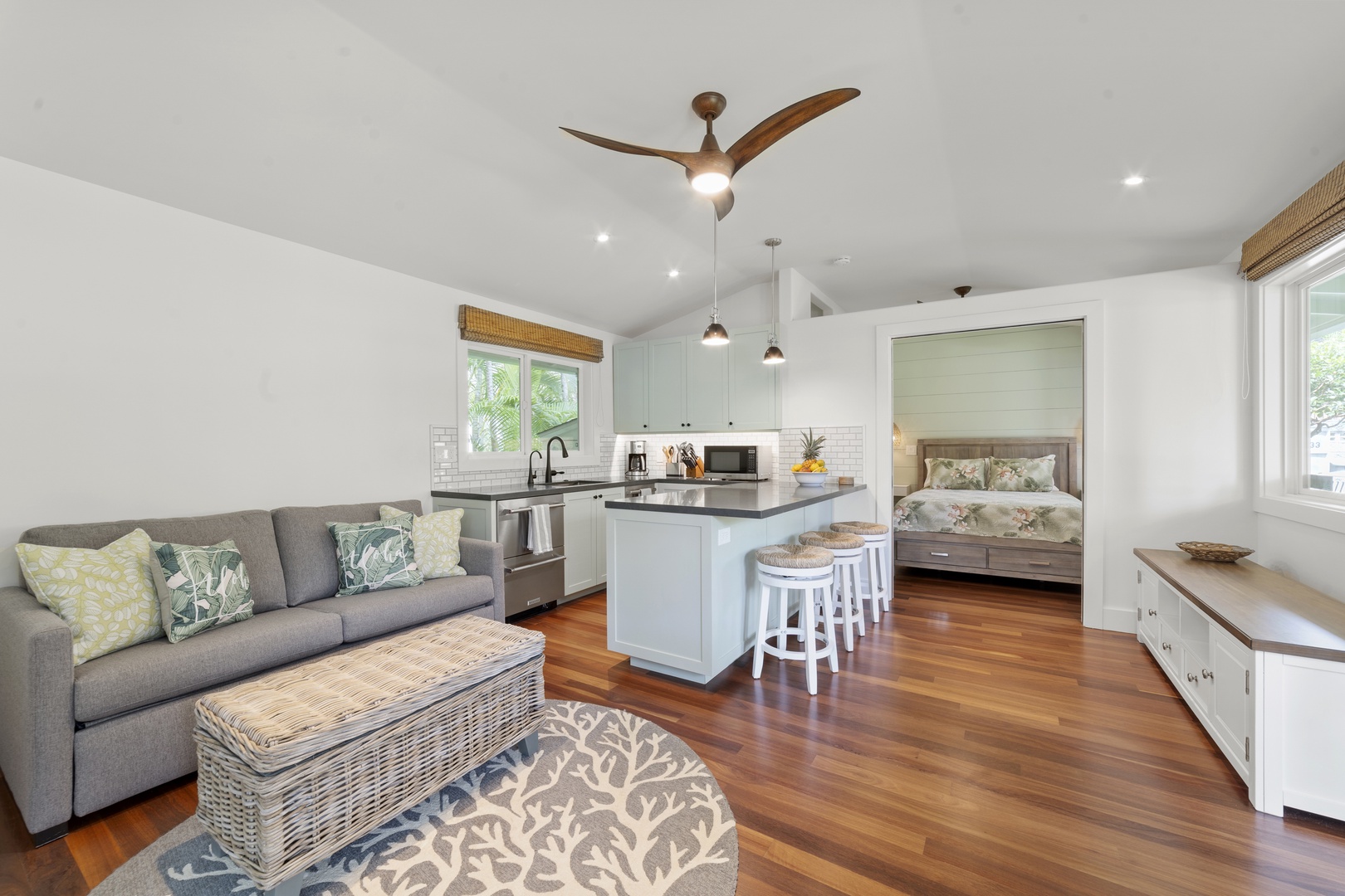 Kailua Vacation Rentals, Lanikai Ohana Hale - Open kitchen and living room