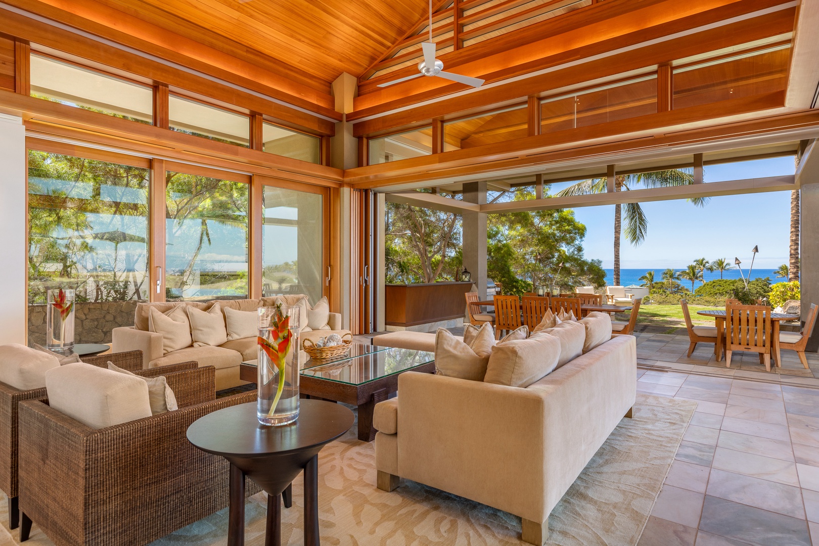 Kamuela Vacation Rentals, Mauna Kea Resort Bluffs 22 - The Beach House - An open-air living room with sweeping ocean views and effortless comfort.