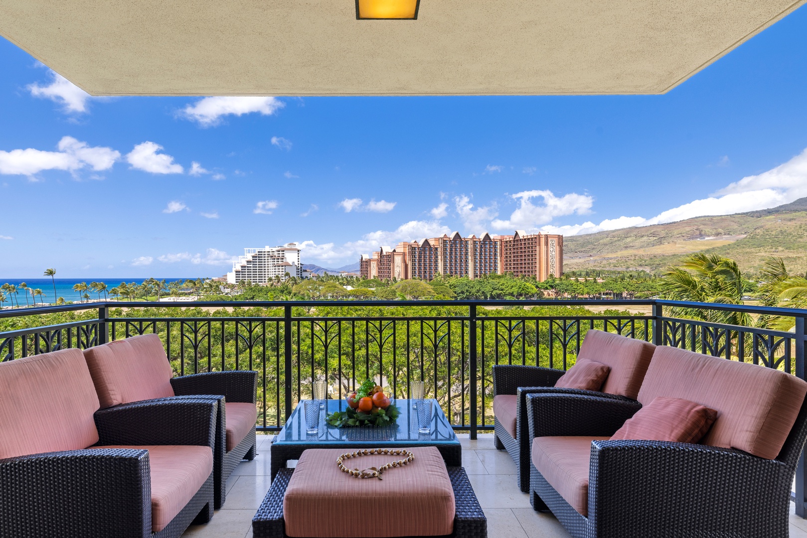 Kapolei Vacation Rentals, Ko Olina Beach Villas B602 - Cozy afternoon view from the lanai.